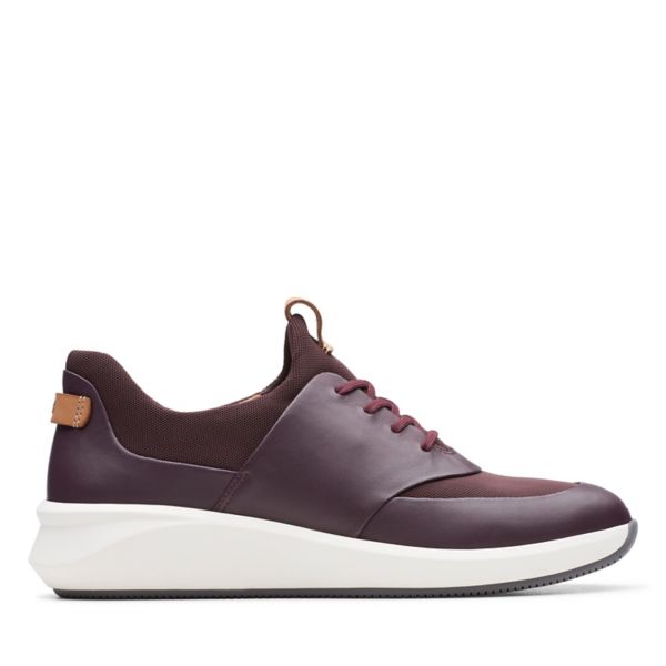 Clarks Womens Un Rio Lace Trainers Aubergine Leather | CA-2049317